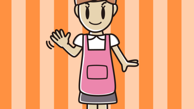 手を振るお母さんのイラスト【色、背景あり】PNG