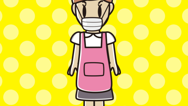 マスクをするお母さんのイラスト【色、背景あり】PNG