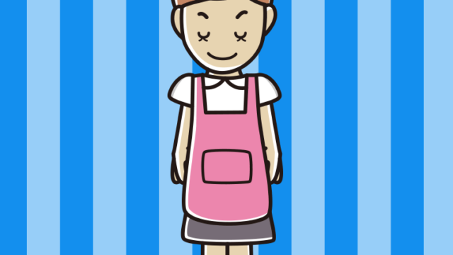 お辞儀するお母さんのイラスト【色、背景あり】PNG