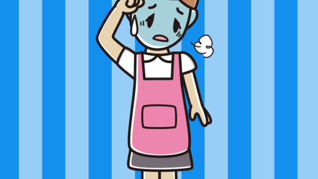 具合が悪いお母さんのイラスト【色、背景あり】PNG