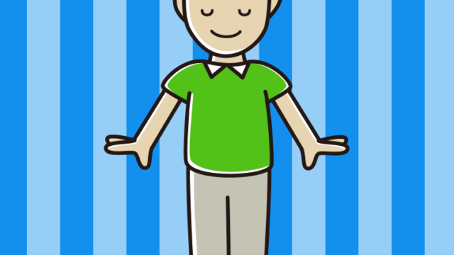 目を閉じるお父さんのイラスト【色、背景あり】PNG