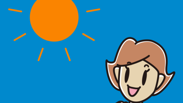 晴れて嬉しい女性のイラスト【色、背景あり】PNG