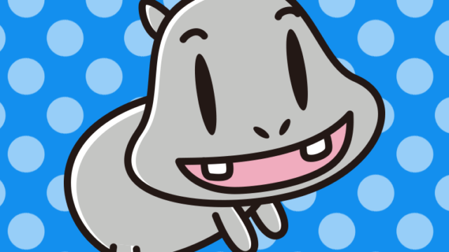 かわいいカバちゃんのイラスト【色、背景あり】PNG