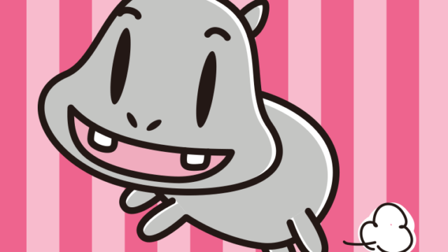 走るカバちゃんのイラスト【色、背景あり】PNG