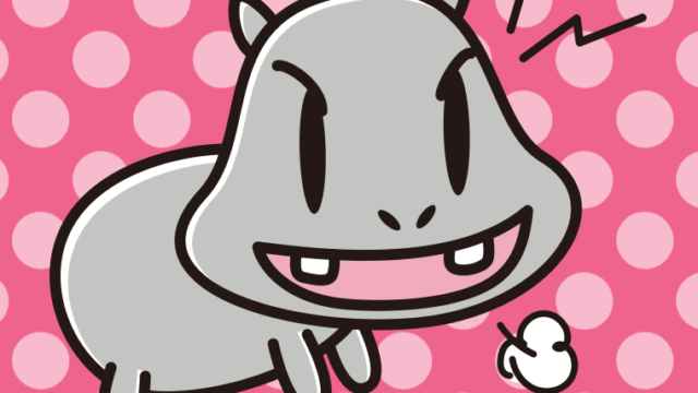 叫ぶカバちゃんのイラスト【色、背景あり】PNG