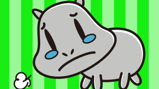 泣くカバちゃんのイラスト【色、背景あり】PNG