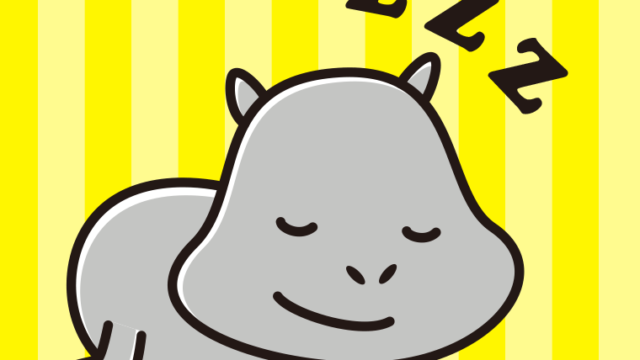 眠るカバちゃんのイラスト【色、背景あり】PNG