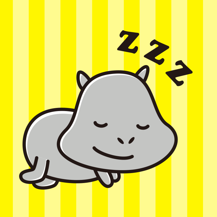 眠るカバちゃんのイラスト【色、背景あり】PNG