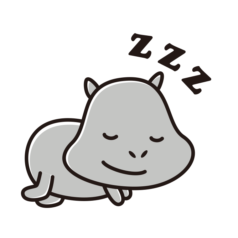 眠るカバちゃんのイラスト【色あり、背景なし】透過PNG