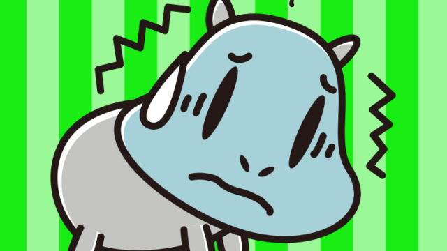 具合が悪いカバちゃんのイラスト【色、背景あり】PNG