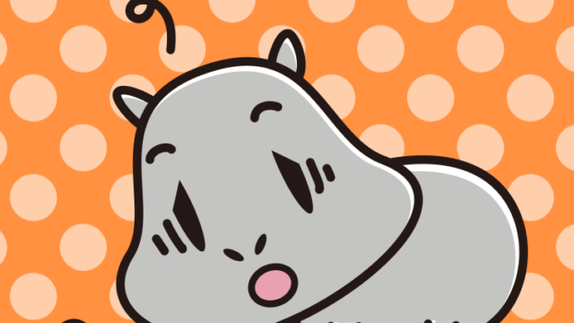 眠そうなカバちゃんのイラスト【色、背景あり】PNG