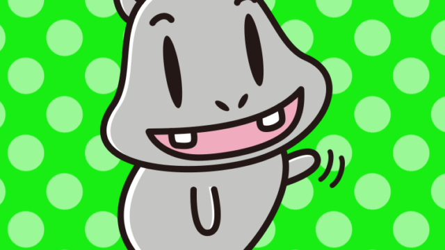 手を振るカバちゃんのイラスト【色、背景あり】PNG