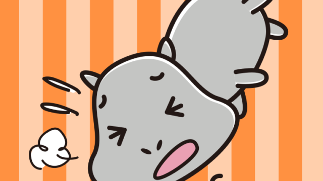 ズッコケるカバちゃんのイラスト【色、背景あり】PNG