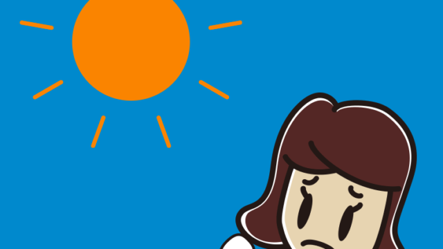 晴れて困る女子高校生のイラスト【色、背景あり】PNG