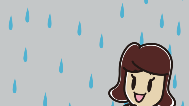 雨で嬉しい女子高校生のイラスト【色、背景あり】PNG