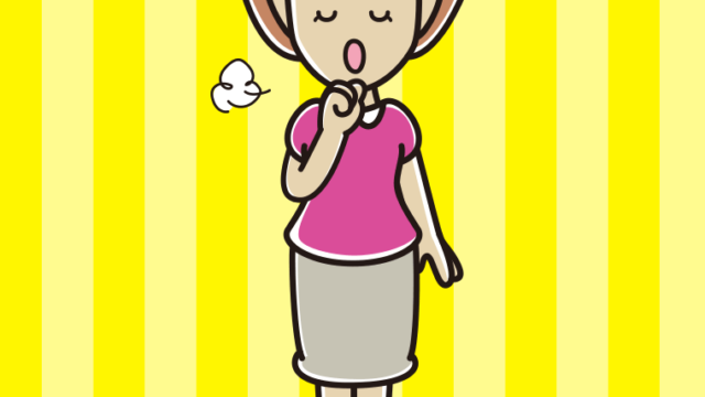 咳払いする女性のイラスト【色、背景あり】PNG