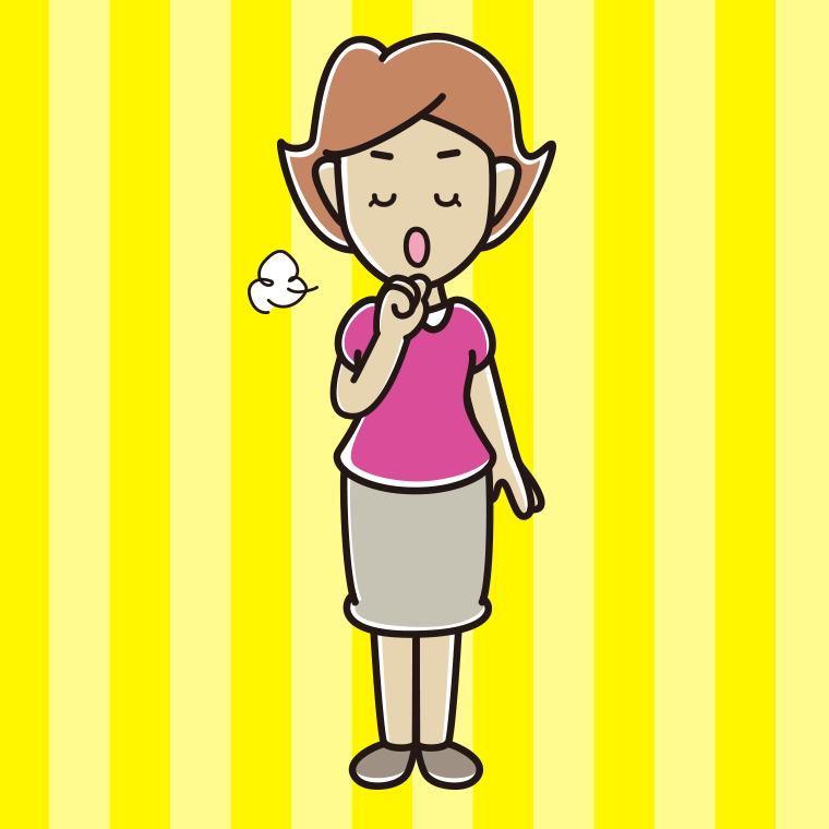 咳払いする女性のイラスト【色、背景あり】PNG