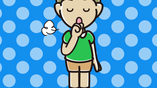 咳払いする小学生男子のイラスト【色、背景あり】PNG