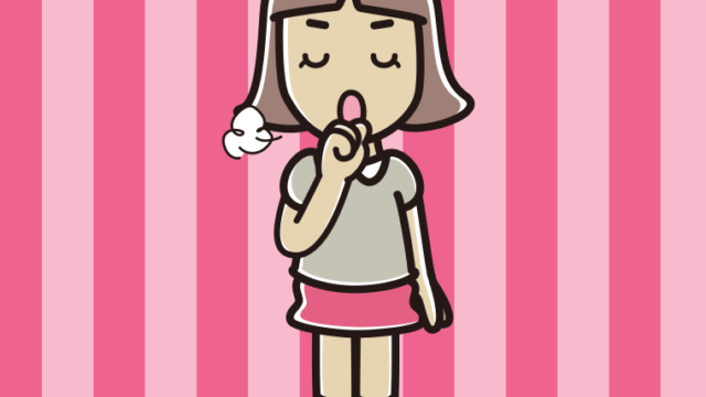 咳払いする小学生女子のイラスト【色、背景あり】PNG