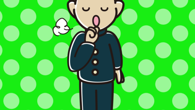 咳払いする男子中学生のイラスト【色、背景あり】PNG