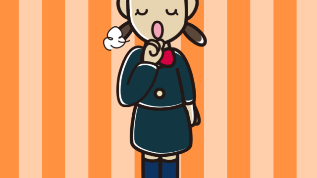 咳払いする女子中学生のイラスト【色、背景あり】PNG