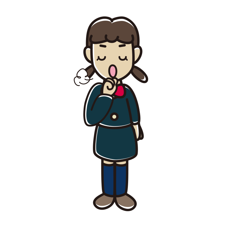 咳払いする女子中学生のイラスト【色あり、背景なし】透過PNG
