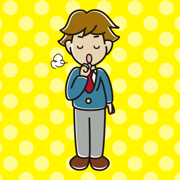 咳払いする男子高校生のイラスト【色、背景あり】PNG