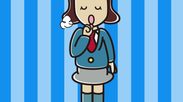 咳払いする女子高校生のイラスト【色、背景あり】PNG