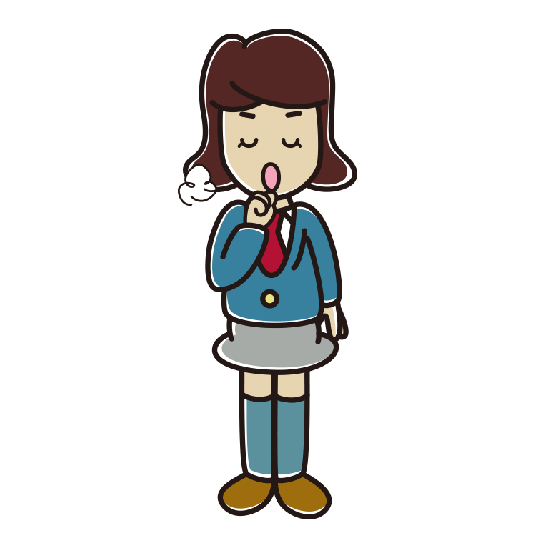 咳払いする女子高校生のイラスト【色あり、背景なし】透過PNG