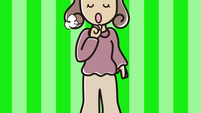 咳払いする女子大学生のイラスト【色、背景あり】PNG