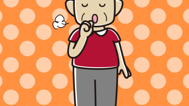 咳払いするおじさんのイラスト【色、背景あり】PNG