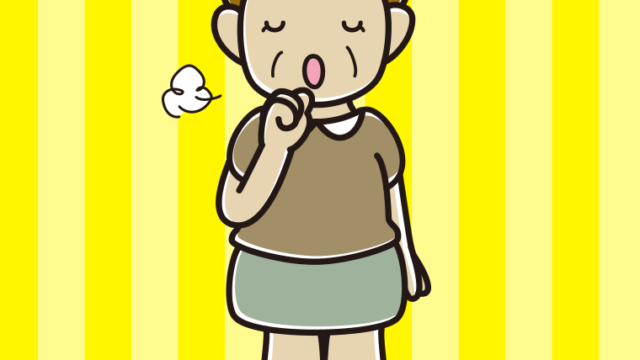 咳払いするおばさんのイラスト【色、背景あり】PNG