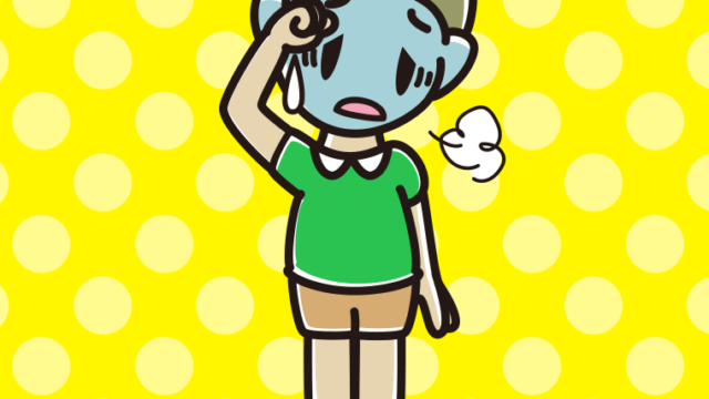 具合が悪い小学生男子のイラスト【色、背景あり】PNG