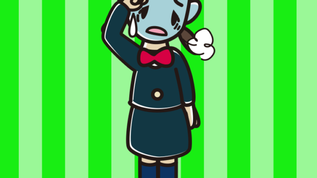 具合が悪い女子中学生のイラスト【色、背景あり】PNG