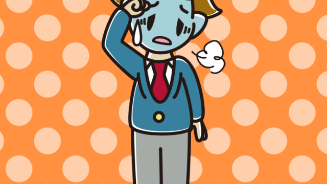 具合が悪い男子高校生のイラスト【色、背景あり】PNG