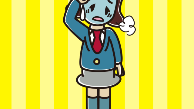 具合が悪い女子高校生のイラスト【色、背景あり】PNG