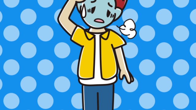 具合が悪い男子大学生のイラスト【色、背景あり】PNG