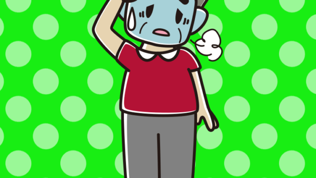 具合が悪いおじさんのイラスト【色、背景あり】PNG