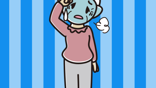 具合が悪いおばあさんのイラスト【色、背景あり】PNG