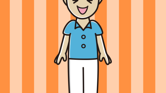 笑う男性会社員（クールビズ）のイラスト【色、背景あり】PNG