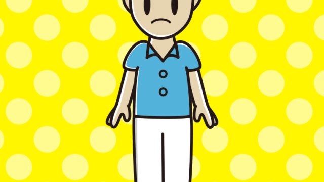 困る男性会社員（クールビズ）のイラスト【色、背景あり】PNG