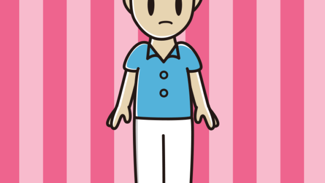 何かに気付く男性会社員（クールビズ）のイラスト【色、背景あり】PNG