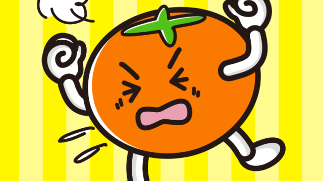 カンカンに怒る柿ちゃんのイラスト【色、背景あり】PNG