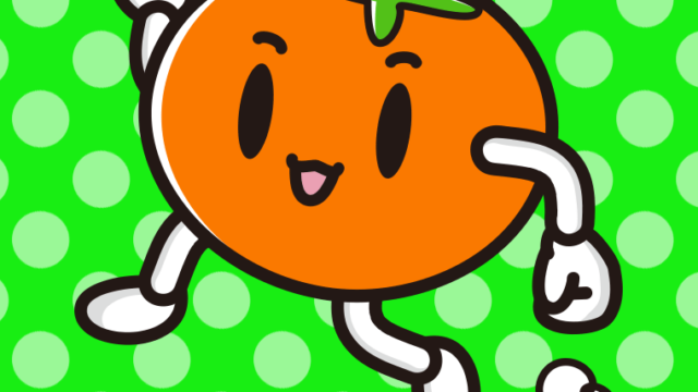 走る柿ちゃんのイラスト【色、背景あり】PNG