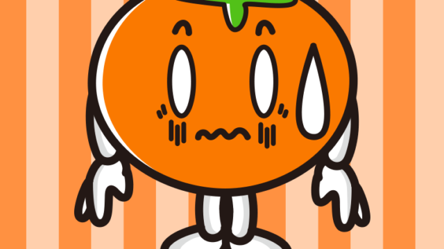 ショックを受ける柿ちゃんのイラスト【色、背景あり】PNG