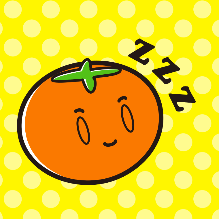 眠る柿ちゃんのイラスト【色、背景あり】PNG