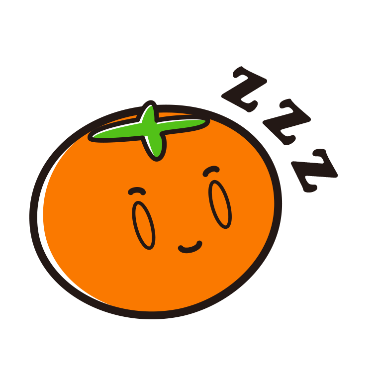 眠る柿ちゃんのイラスト【色あり、背景なし】透過PNG