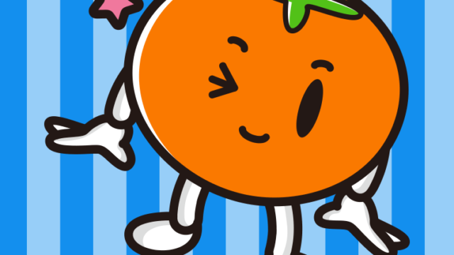 ウインクする柿ちゃんのイラスト【色、背景あり】PNG