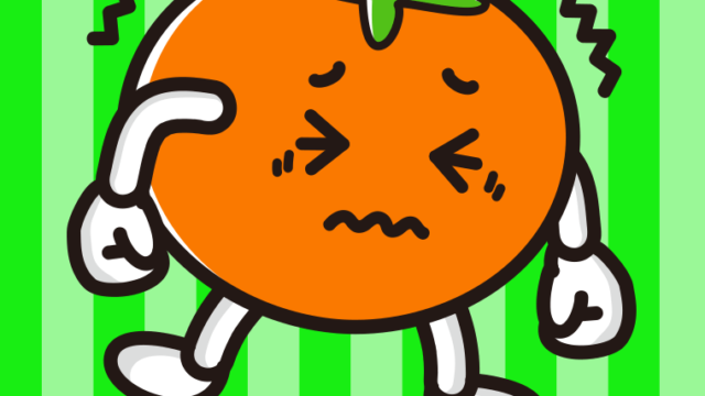 ブルブル震える柿ちゃんのイラスト【色、背景あり】PNG