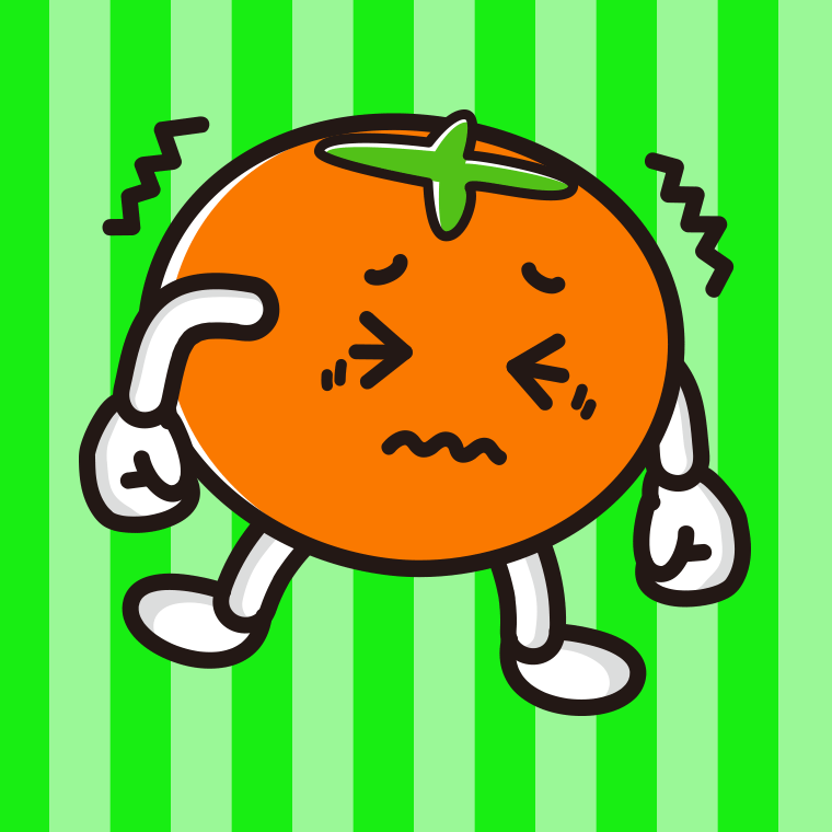 ブルブル震える柿ちゃんのイラスト【色、背景あり】PNG